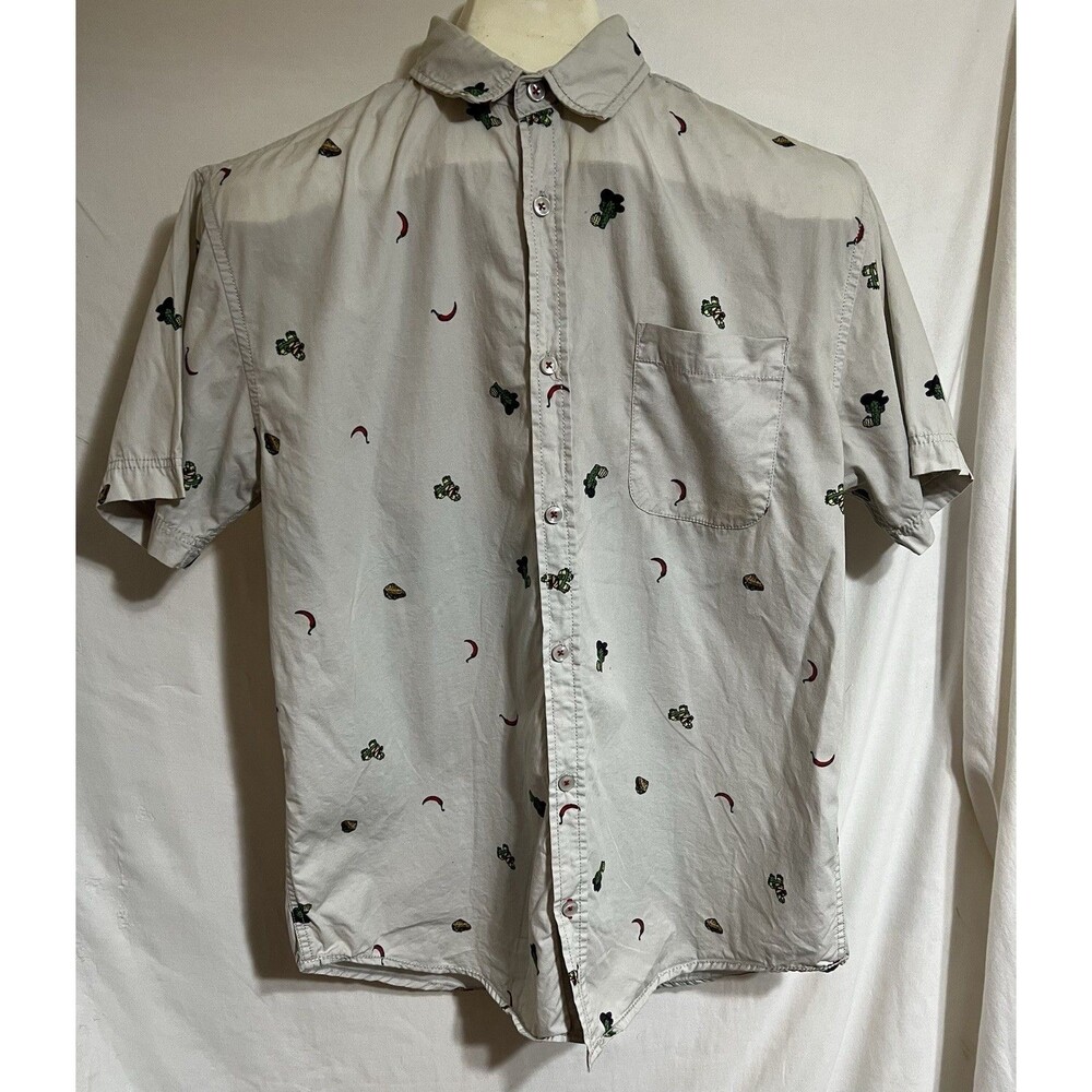 All over print button  collared fiesta piñata pepper cactus Taco Quirky School Y
